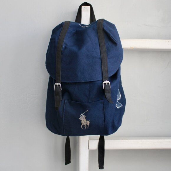 Ralph Lauren Fragrances POLO Canvas Gym Weekender Travel Bag Navy Blue Backpack - Picture 1 of 6
